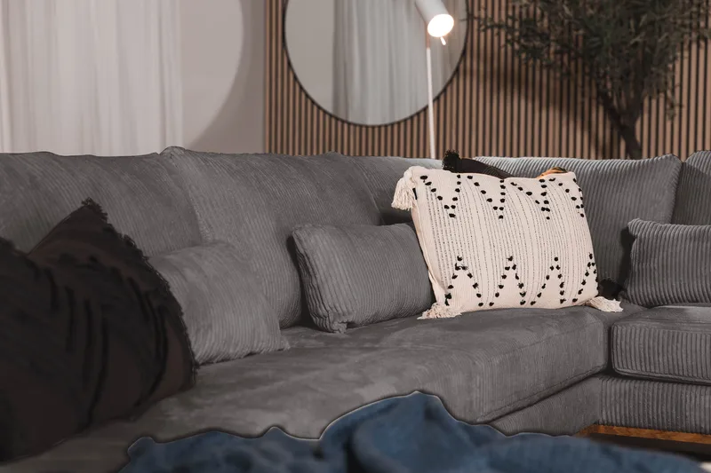 Copenhagen 5-seters Høyrevendt U-formet Sofa med Divan og Sjeselong i Manchester - Mørk grå - Møbler - Sofaer - U-sofa