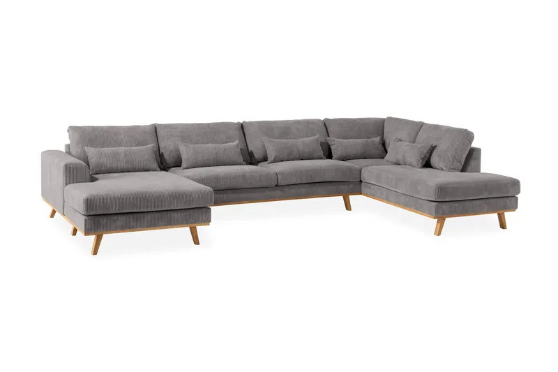 Copenhagen 5-seters Høyrevendt U-formet Sofa med Divan og Sjeselong i Manchester - Mørk grå - Møbler - Sofaer - U-sofa