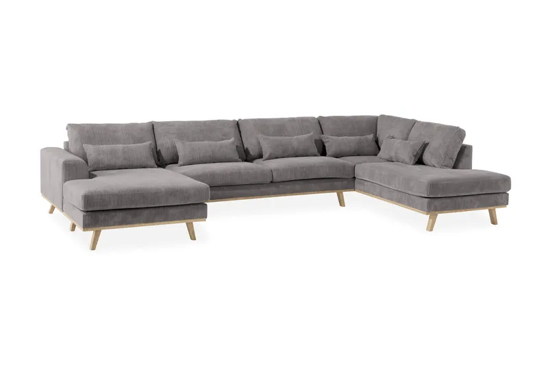 Copenhagen 5-seters Høyrevendt U-formet Sofa med Divan og Sjeselong i Manchester - Mørk grå - Møbler - Sofaer - U-sofa