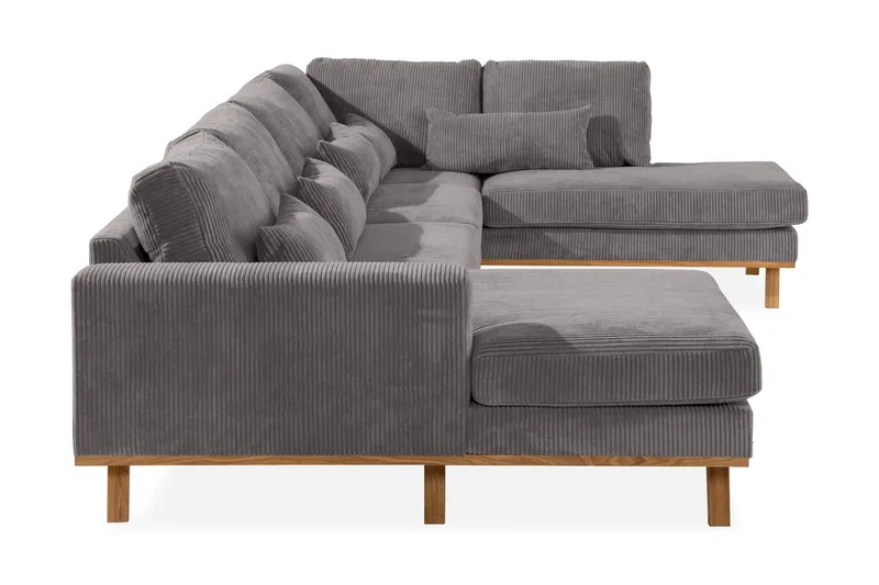 Copenhagen 5-seters Høyrevendt U-formet Sofa med Divan og Sjeselong i Manchester - Mørk grå - Møbler - Sofaer - U-sofa