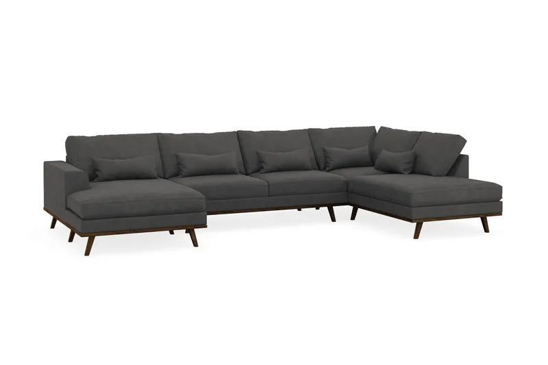 Copenhagen 5-seters Høyrevendt U-formet Sofa med Divan og Sjeselong i Manchester - Mørk grå - Møbler - Sofaer - U-sofa