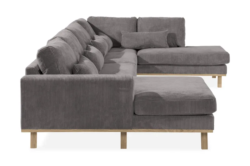 Copenhagen 5-seters Høyrevendt U-formet Sofa med Divan og Sjeselong i Manchester - Mørk grå - Møbler - Sofaer - U-sofa