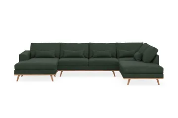 Copenhagen 5-seters Høyrevendt U-formet Sofa med Divan og Sjeselong i Manchester - Mørk grønn - Møbler - Sofaer - U-sofa