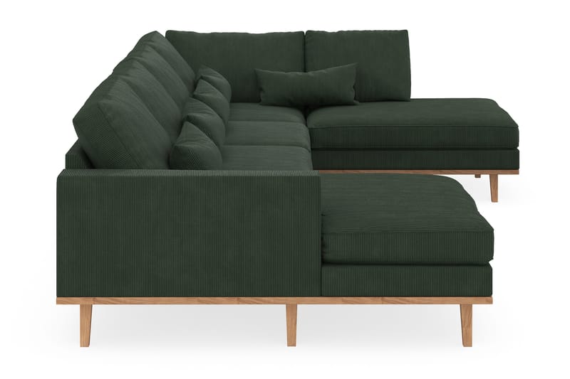 Copenhagen 5-seters Høyrevendt U-formet Sofa med Divan og Sjeselong i Manchester - Mørk grønn - Møbler - Sofaer - U-sofa
