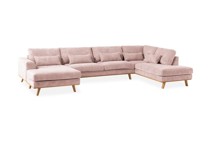 Copenhagen 5-seters Høyrevendt U-formet Sofa med Divan og Sjeselong i Manchester - Rosa - Møbler - Sofaer - U-sofa