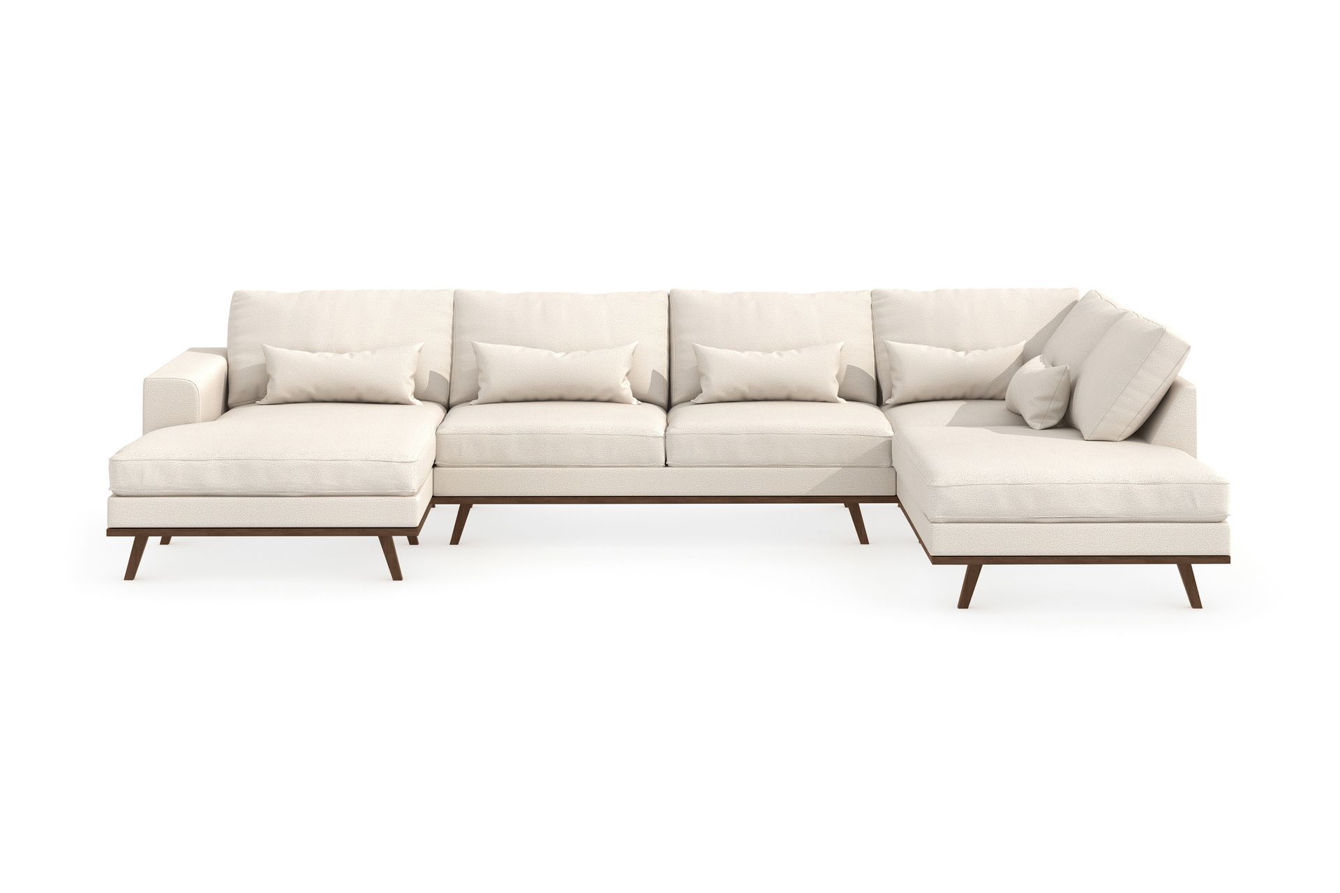 Copenhagen 5-seters Høyrevendt U-formet Sofa med Divan og Sjeselong i Stoff - Beige - Møbler - Sofaer - U-sofa