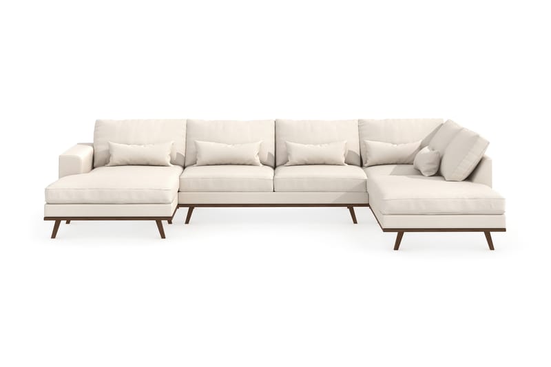 Copenhagen 5-seters Høyrevendt U-formet Sofa med Divan og Sjeselong i Stoff - Beige - Møbler - Sofaer - U-sofa