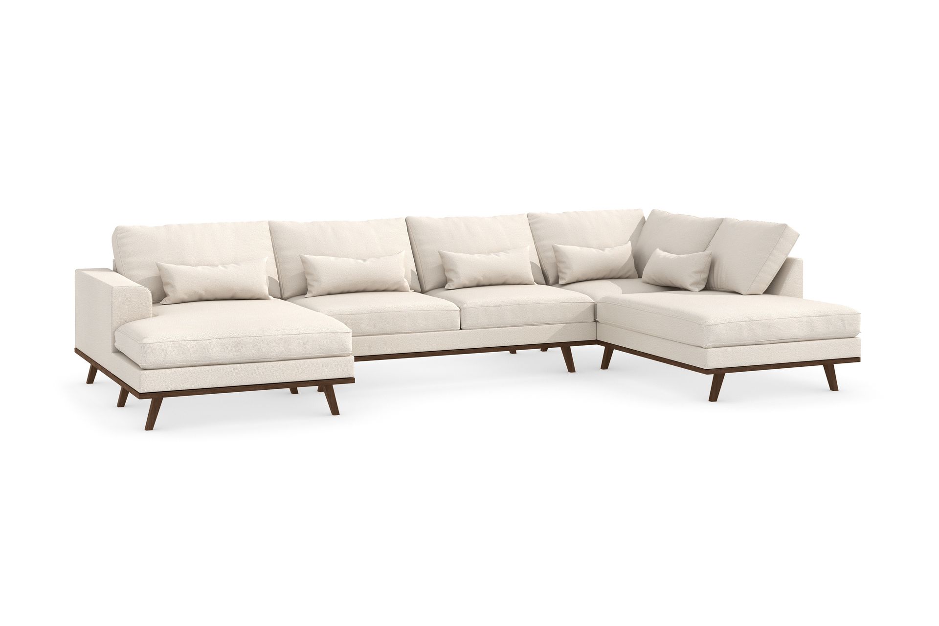 Copenhagen 5-seters Høyrevendt U-formet Sofa med Divan og Sjeselong i Stoff - Beige - Møbler - Sofaer - U-sofa