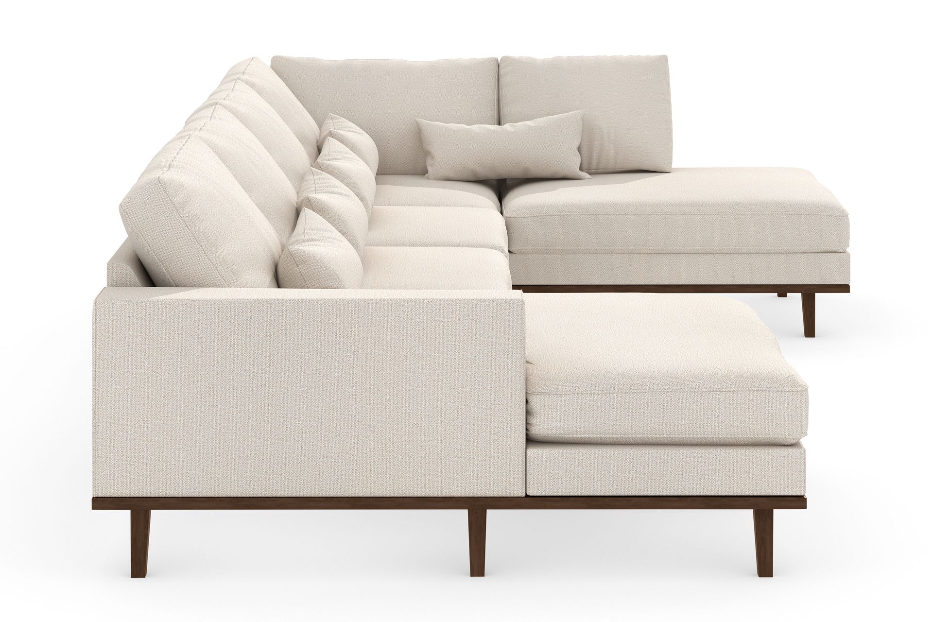 Copenhagen 5-seters Høyrevendt U-formet Sofa med Divan og Sjeselong i Stoff - Beige - Møbler - Sofaer - U-sofa