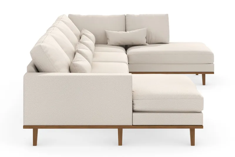 Copenhagen 5-seters Høyrevendt U-formet Sofa med Divan og Sjeselong i Stoff - Beige - Møbler - Sofaer - U-sofa