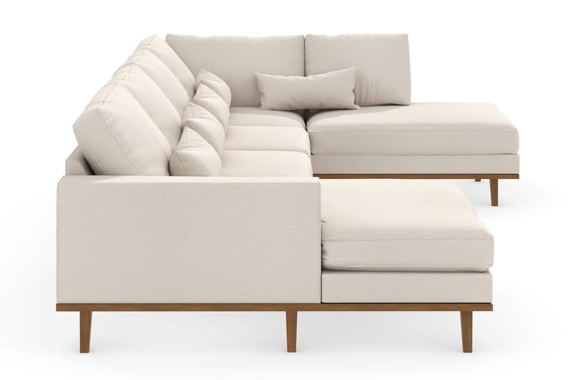 Copenhagen 5-seters Høyrevendt U-formet Sofa med Divan og Sjeselong i Stoff - Beige - Møbler - Sofaer - U-sofa