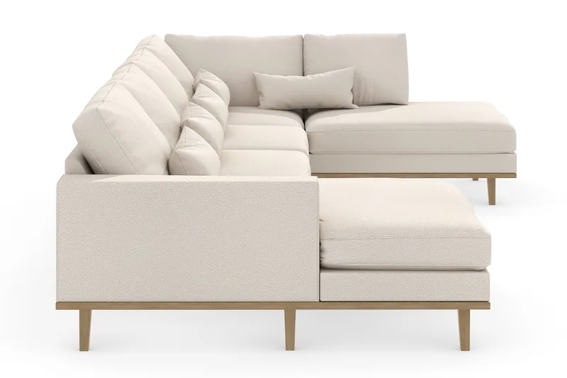 Copenhagen 5-seters Høyrevendt U-formet Sofa med Divan og Sjeselong i Stoff - Beige - Møbler - Sofaer - U-sofa