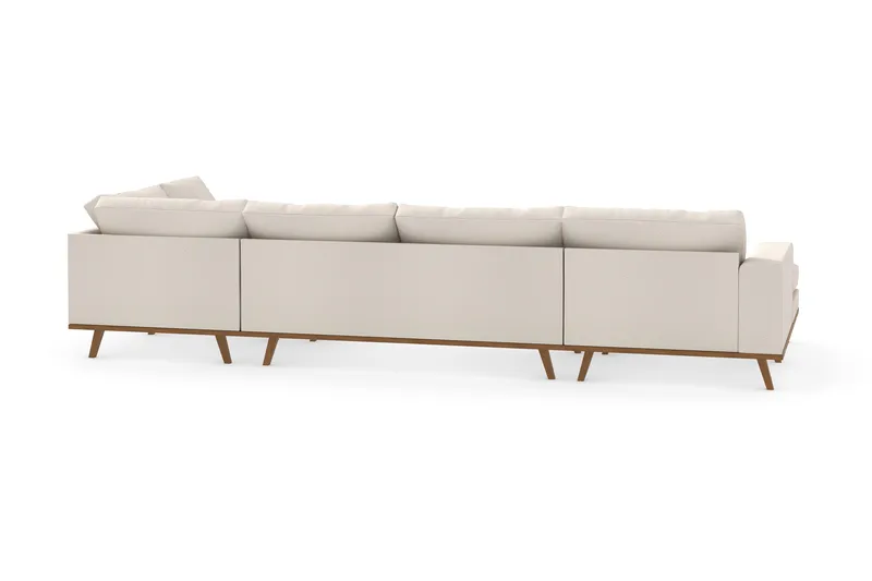 Copenhagen 5-seters Høyrevendt U-formet Sofa med Divan og Sjeselong i Stoff - Beige - Møbler - Sofaer - U-sofa