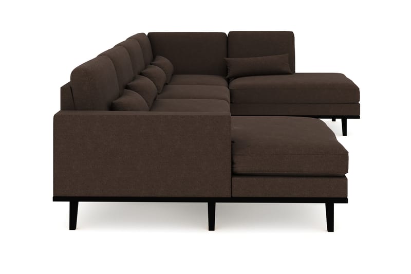 Copenhagen 5-seters Høyrevendt U-formet Sofa med Divan og Sjeselong i Stoff - Brun - Møbler - Sofaer - U-sofa