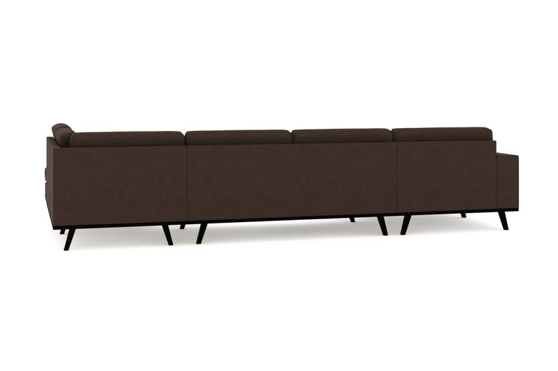 Copenhagen 5-seters Høyrevendt U-formet Sofa med Divan og Sjeselong i Stoff - Brun - Møbler - Sofaer - U-sofa