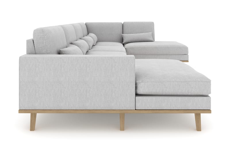 Copenhagen 5-seters Høyrevendt U-formet Sofa med Divan og Sjeselong i Stoff - Grå - Møbler - Sofaer - U-sofa