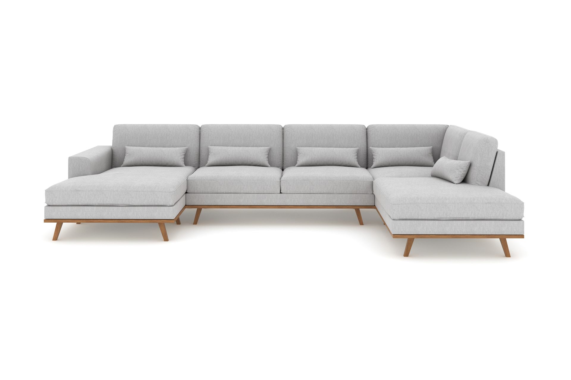 Copenhagen 5-seters Høyrevendt U-formet Sofa med Divan og Sjeselong i Stoff - Grå - Møbler - Sofaer - U-sofa