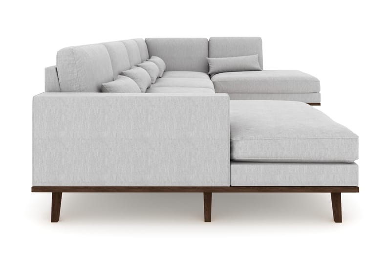 Copenhagen 5-seters Høyrevendt U-formet Sofa med Divan og Sjeselong i Stoff - Grå - Møbler - Sofaer - U-sofa