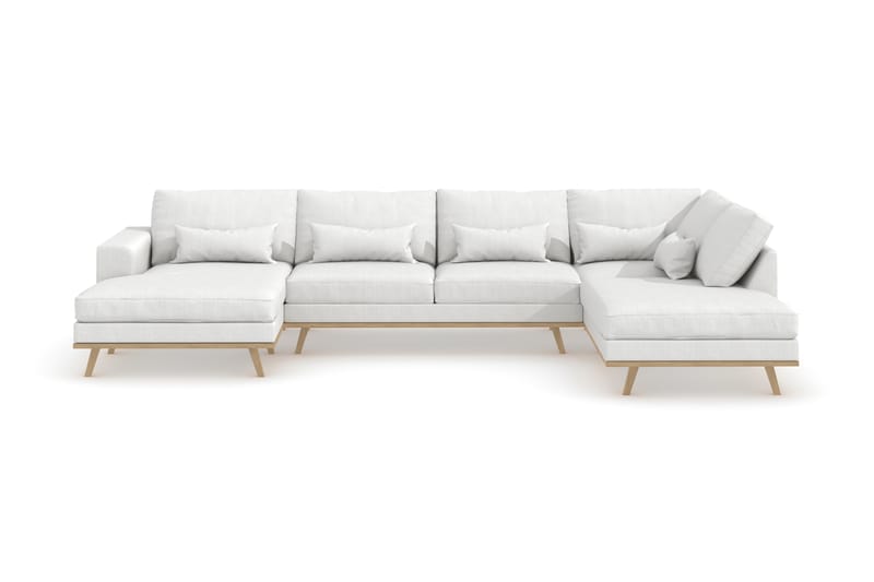 Copenhagen 5-seters Høyrevendt U-formet Sofa med Divan og Sjeselong i Stoff - Hvit - Møbler - Sofaer - U-sofa