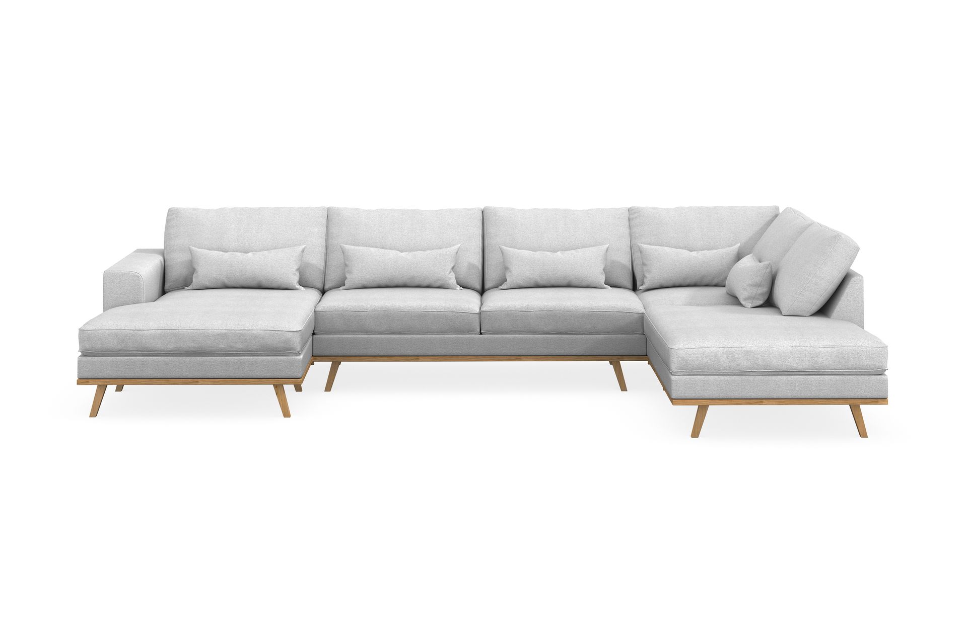 Copenhagen 5-seters Høyrevendt U-formet Sofa med Divan og Sjeselong i Stoff - Lys grå - Møbler - Sofaer - U-sofa