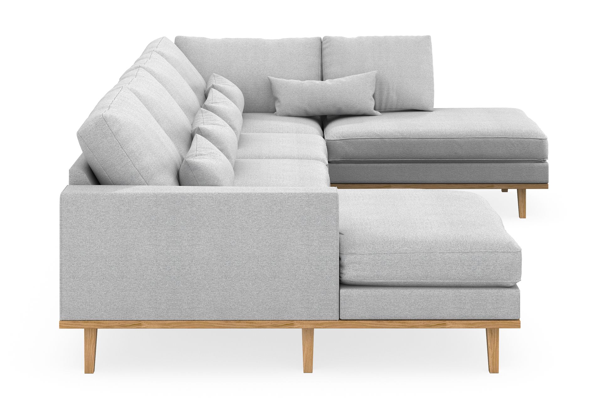 Copenhagen 5-seters Høyrevendt U-formet Sofa med Divan og Sjeselong i Stoff - Lys grå - Møbler - Sofaer - U-sofa