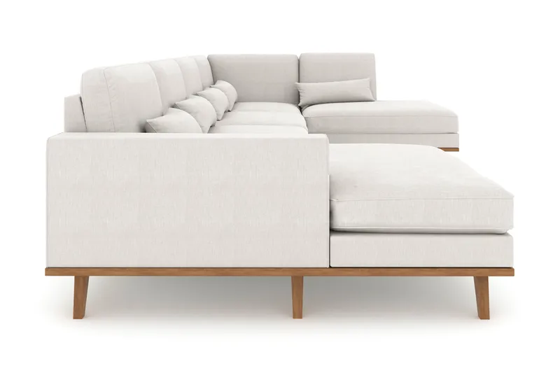 Copenhagen 5-seters Høyrevendt U-formet Sofa med Divan og Sjeselong i Stoff - Lys grå - Møbler - Sofaer - U-sofa