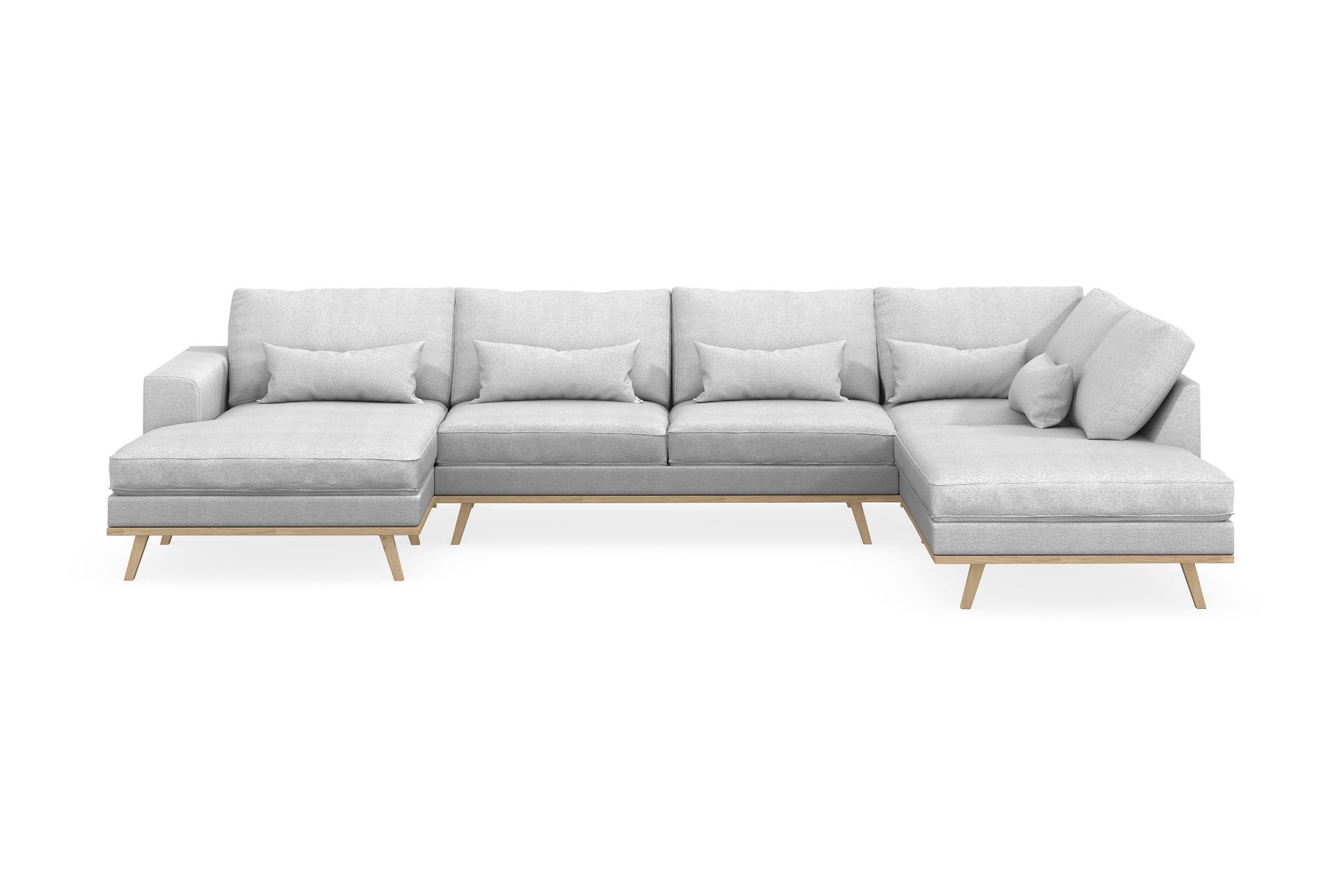 Copenhagen 5-seters Høyrevendt U-formet Sofa med Divan og Sjeselong i Stoff - Lys grå - Møbler - Sofaer - U-sofa