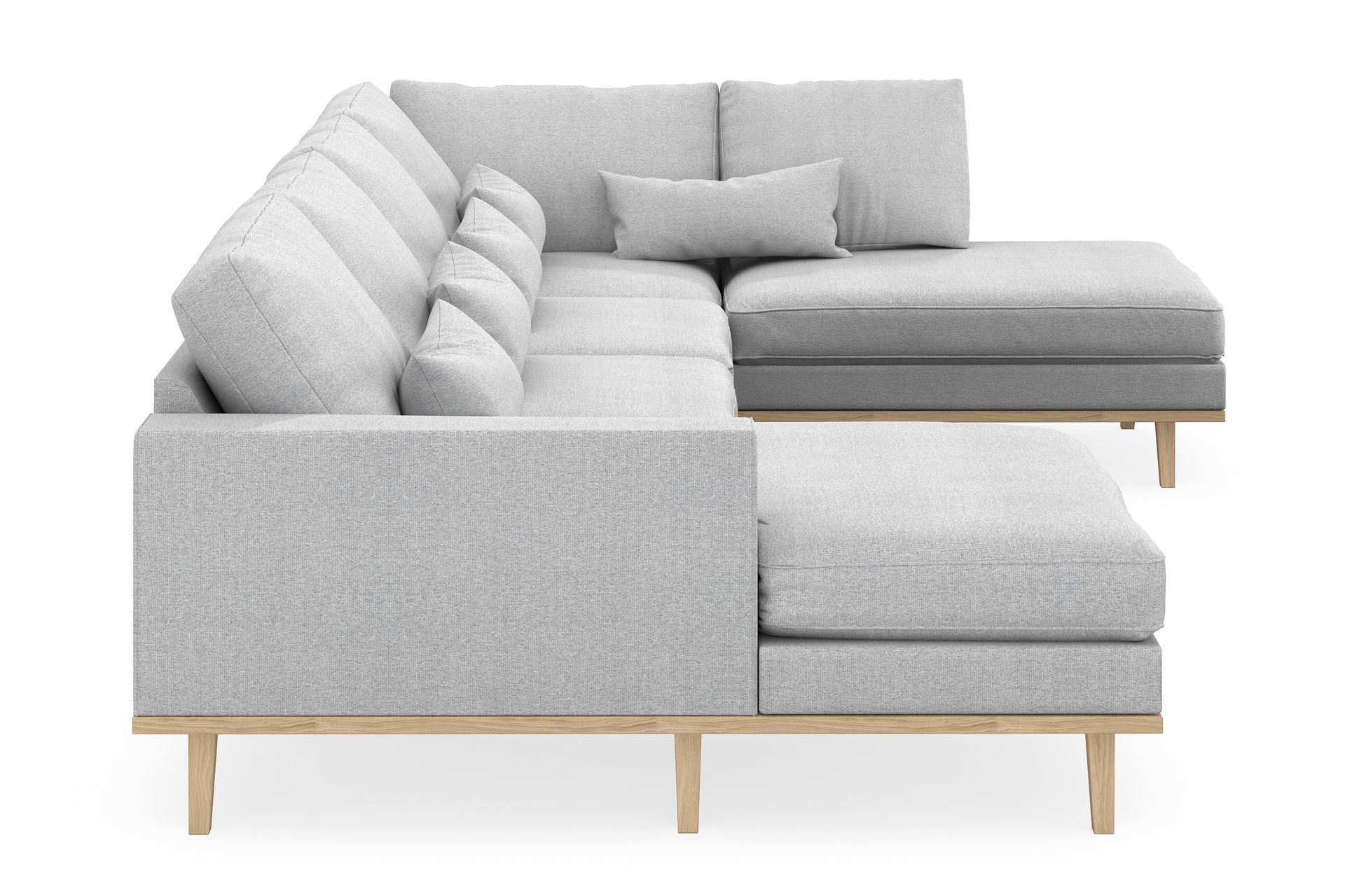 Copenhagen 5-seters Høyrevendt U-formet Sofa med Divan og Sjeselong i Stoff - Lys grå - Møbler - Sofaer - U-sofa