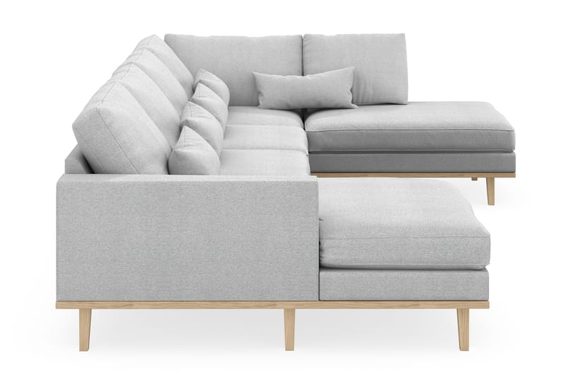 Copenhagen 5-seters Høyrevendt U-formet Sofa med Divan og Sjeselong i Stoff - Lys grå - Møbler - Sofaer - U-sofa