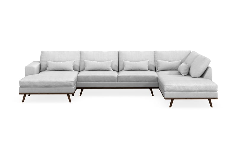 Copenhagen 5-seters Høyrevendt U-formet Sofa med Divan og Sjeselong i Stoff - Lys grå - Møbler - Sofaer - U-sofa