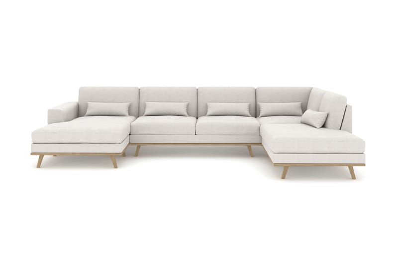 Copenhagen 5-seters Høyrevendt U-formet Sofa med Divan og Sjeselong i Stoff - Lys grå - Møbler - Sofaer - U-sofa