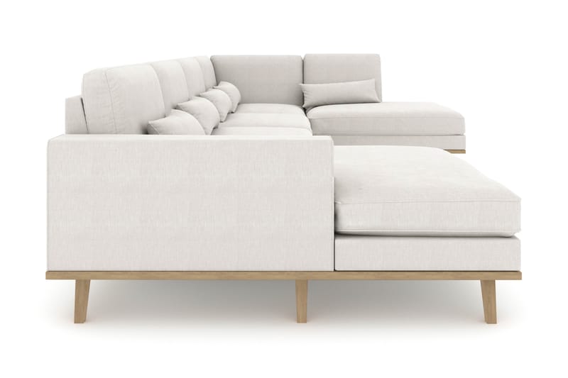 Copenhagen 5-seters Høyrevendt U-formet Sofa med Divan og Sjeselong i Stoff - Lys grå - Møbler - Sofaer - U-sofa