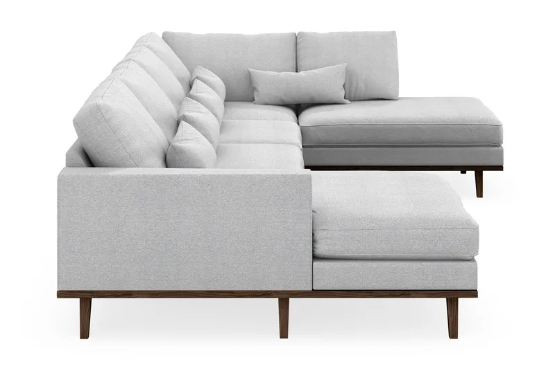 Copenhagen 5-seters Høyrevendt U-formet Sofa med Divan og Sjeselong i Stoff - Lys grå - Møbler - Sofaer - U-sofa