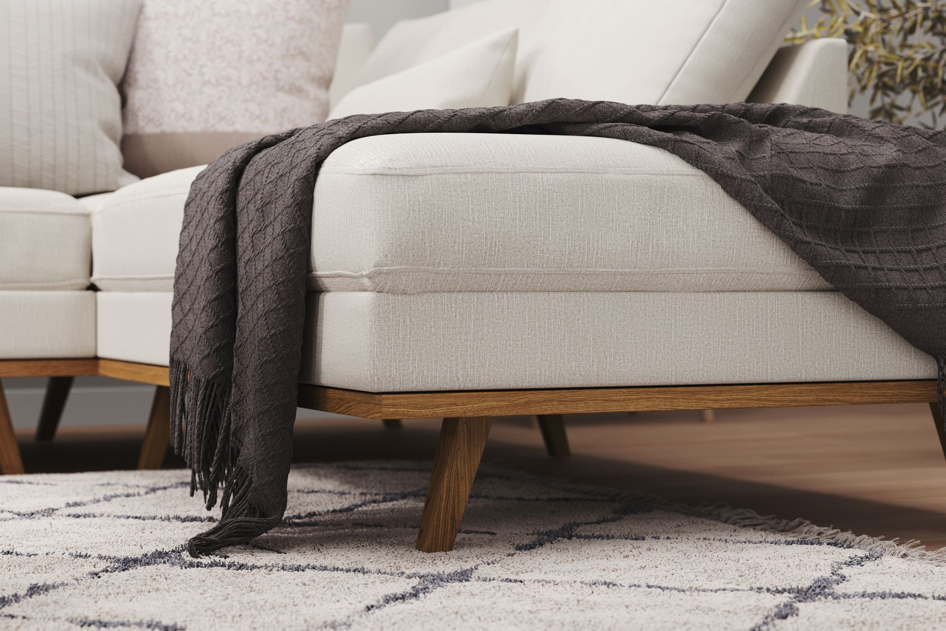 Copenhagen 5-seters Høyrevendt U-formet Sofa med Divan og Sjeselong i Stoff - Lys grå - Møbler - Sofaer - U-sofa