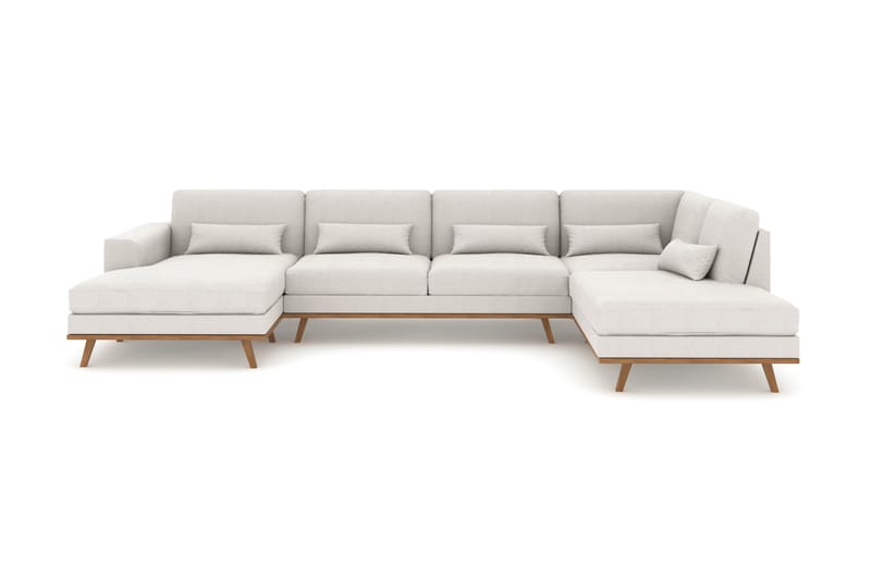 Copenhagen 5-seters Høyrevendt U-formet Sofa med Divan og Sjeselong i Stoff - Lys grå - Møbler - Sofaer - U-sofa