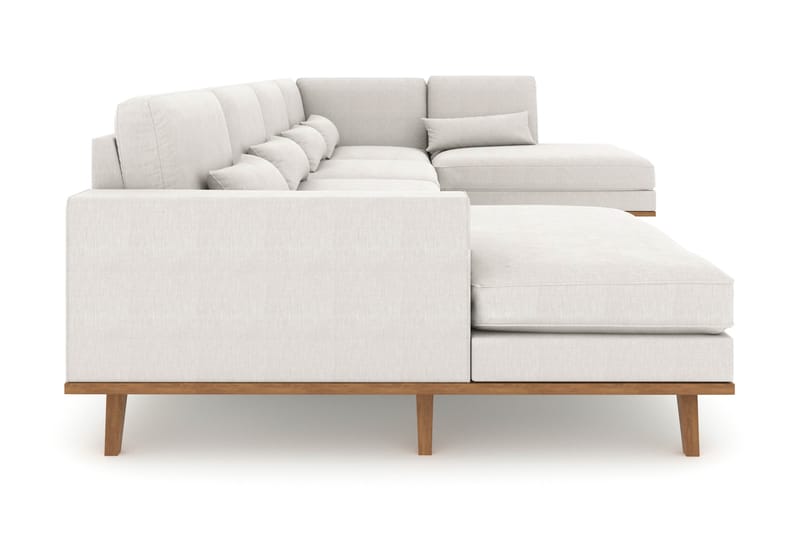 Copenhagen 5-seters Høyrevendt U-formet Sofa med Divan og Sjeselong i Stoff - Lys grå - Møbler - Sofaer - U-sofa