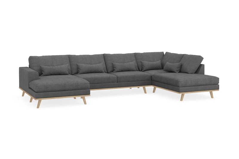 Copenhagen 5-seters Høyrevendt U-formet Sofa med Divan og Sjeselong i Stoff - Mørk grå - Møbler - Sofaer - U-sofa