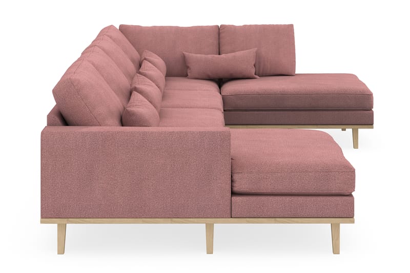Copenhagen 5-seters Høyrevendt U-formet Sofa med Divan og Sjeselong i Stoff - Rosa - Møbler - Sofaer - U-sofa