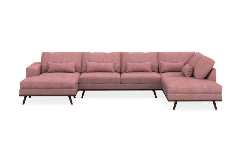 Copenhagen 5-seters Høyrevendt U-formet Sofa med Divan og Sjeselong i Stoff - Rosa - Møbler - Sofaer - U-sofa