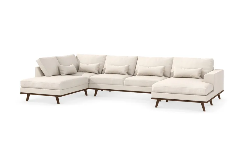 Copenhagen 5-seters Venstrevendt U-formet Large Sofa med Divan og Sjeselong i Stoff - Beige - Møbler - Sofaer - U-sofa
