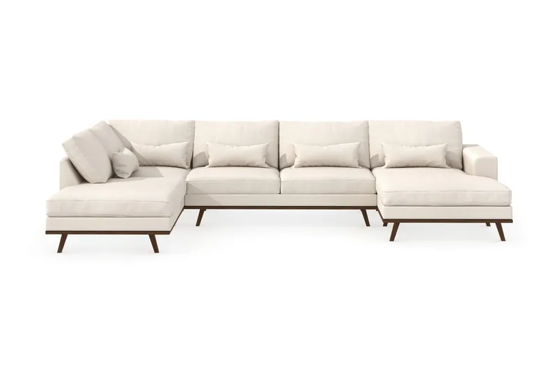 Copenhagen 5-seters Venstrevendt U-formet Large Sofa med Divan og Sjeselong i Stoff - Beige - Møbler - Sofaer - U-sofa
