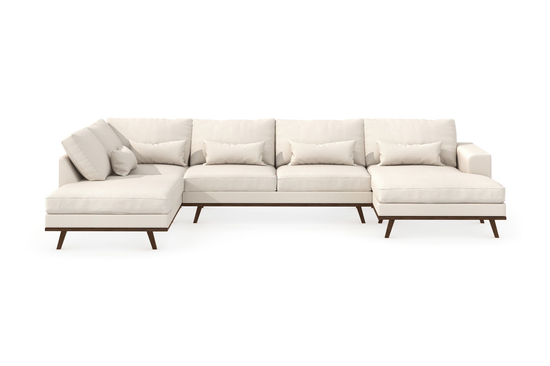 Copenhagen 5-seters Venstrevendt U-formet Large Sofa med Divan og Sjeselong i Stoff - Beige - Møbler - Sofaer - U-sofa