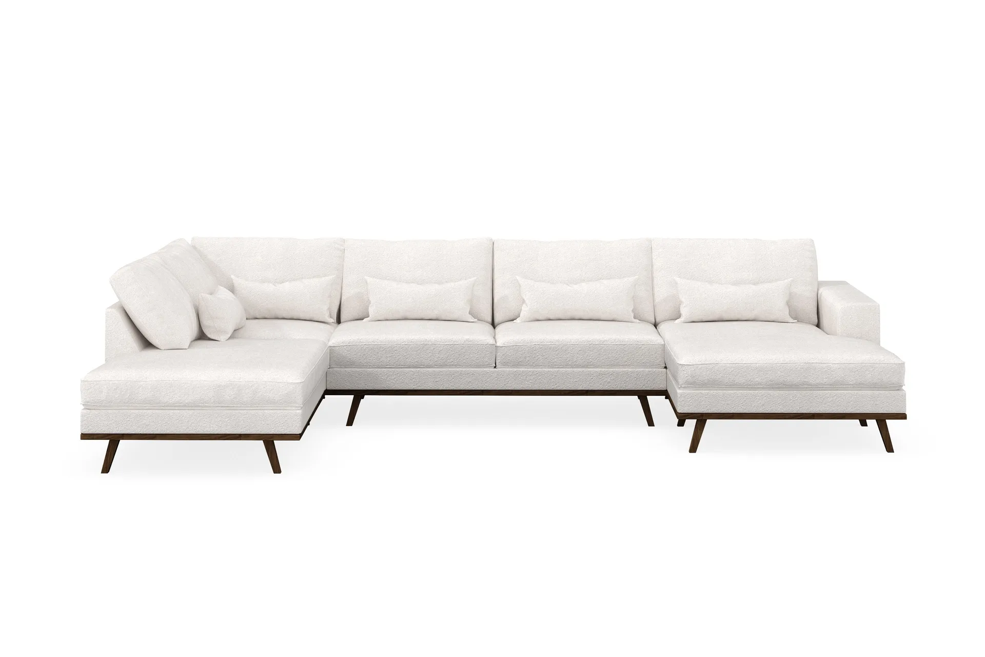 Copenhagen 5-seters Venstrevendt U-formet Sofa med Divan og Sjeselong i Bouclé - Hvit