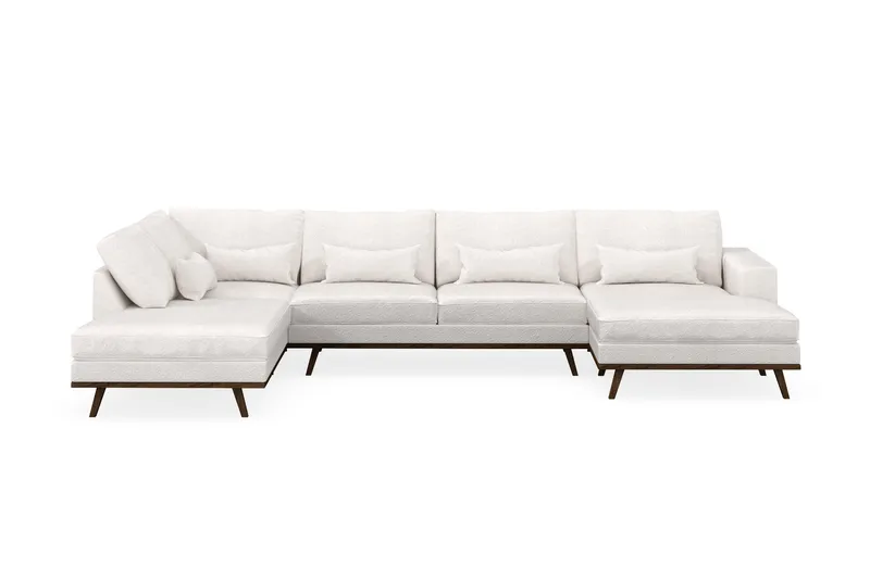 Copenhagen 5-seters Venstrevendt U-formet Sofa med Divan og Sjeselong i Bouclé - Hvit - Møbler - Sofaer - U-sofa