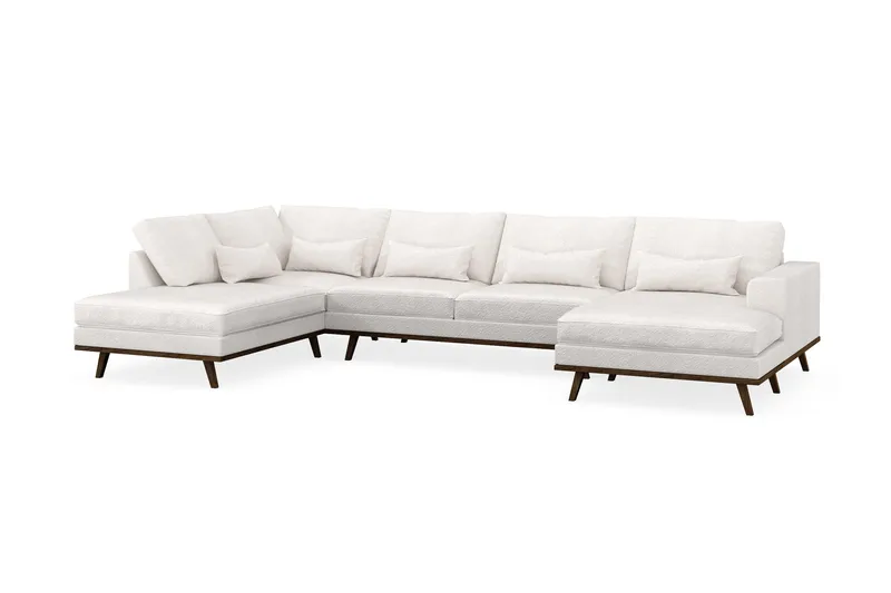 Copenhagen 5-seters Venstrevendt U-formet Sofa med Divan og Sjeselong i Bouclé - Hvit - Møbler - Sofaer - U-sofa