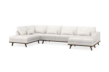 Copenhagen 5-seters Venstrevendt U-formet Sofa med Divan og Sjeselong i Bouclé - Hvit - Møbler - Sofaer - U-sofa