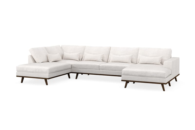 Copenhagen 5-seters Venstrevendt U-formet Sofa med Divan og Sjeselong i Bouclé - Hvit - Møbler - Sofaer - U-sofa