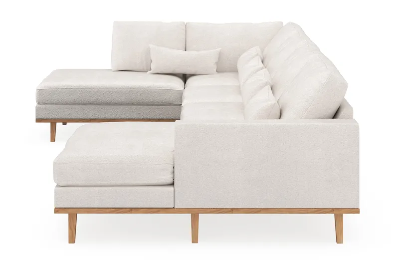 Copenhagen 5-seters Venstrevendt U-formet Sofa med Divan og Sjeselong i Bouclé - Hvit - Møbler - Sofaer - U-sofa