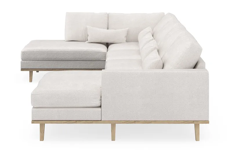Copenhagen 5-seters Venstrevendt U-formet Sofa med Divan og Sjeselong i Bouclé - Hvit - Møbler - Sofaer - U-sofa