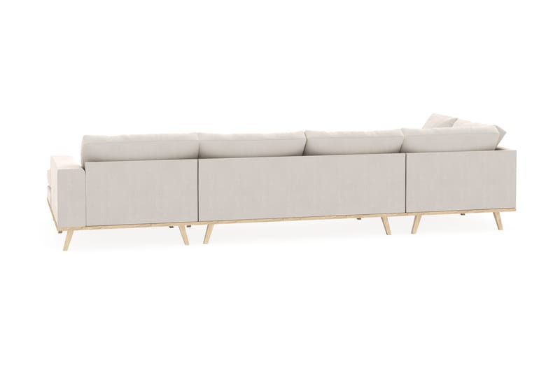 Copenhagen 5-seters Venstrevendt U-formet Sofa med Divan og Sjeselong i Fløyel - Kremhvit - Møbler - Sofaer - U-sofa